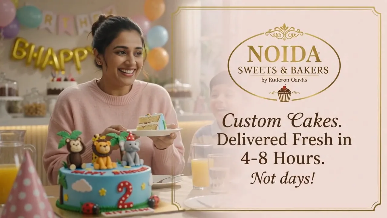 Custom cake ordered on phone, decorated by our chef and delivered fresh in 4 to 8 hours — Noida Sweets and Bakers ad film