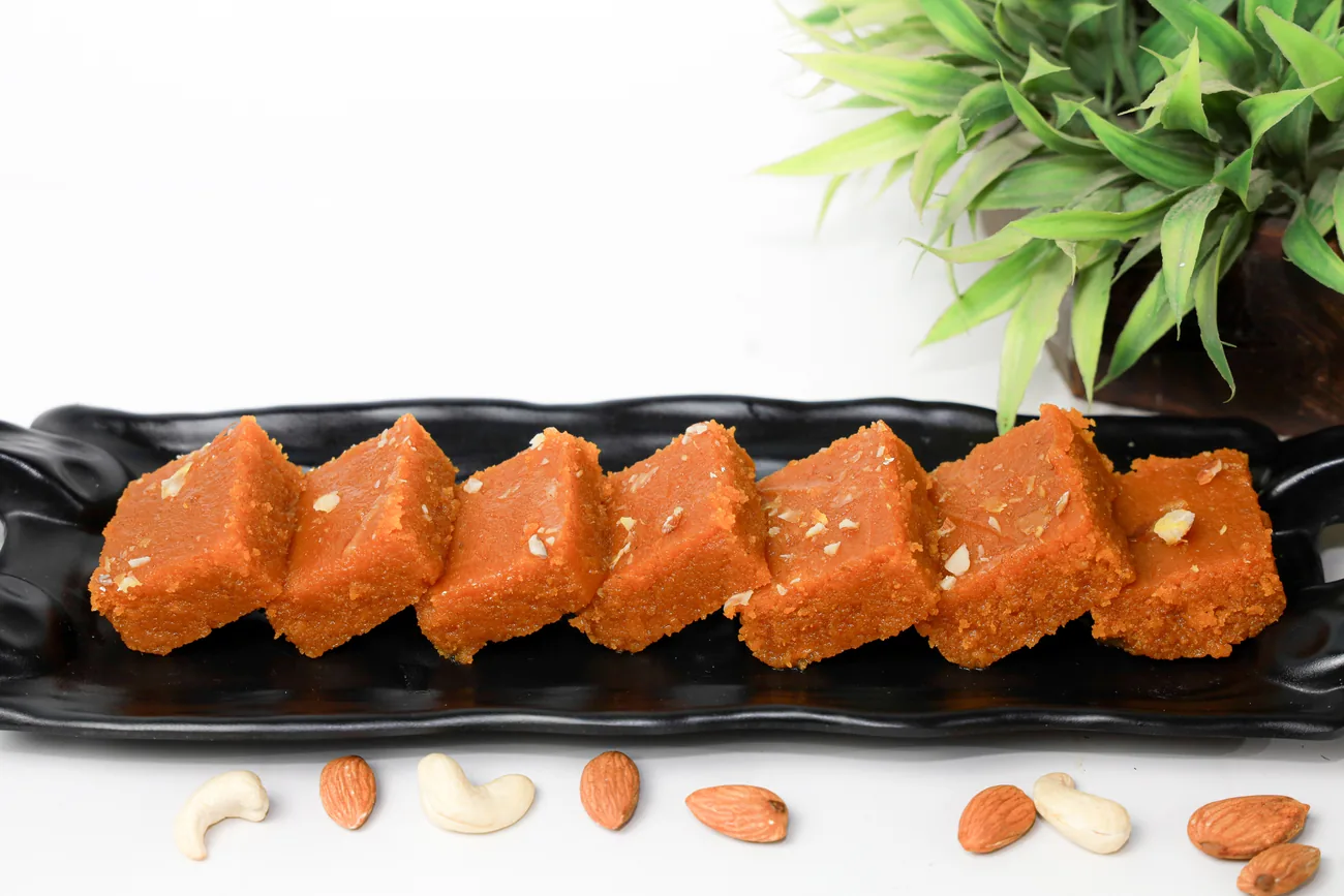 Kesar cake with dry fruits — our photo