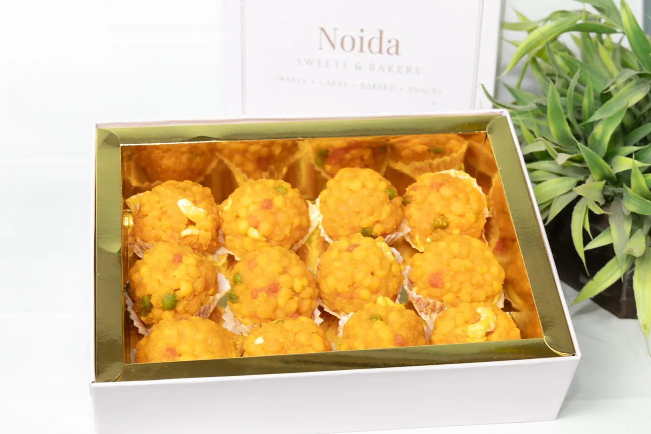 Branded laddu gift box by Noida Sweets and Bakers